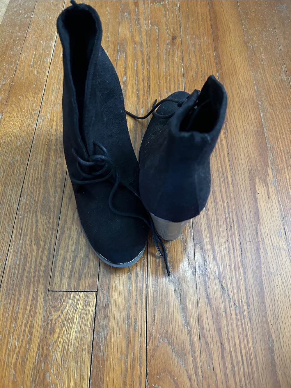 Old Navy Black Suede Lace-Up Ankle Boots